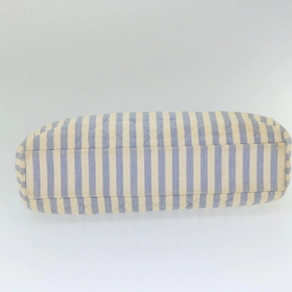 CHANEL Quilted Chain Big Matelasse Shoulder Bag Canvas Light Blue CC Auth 58349A - Picture 6 of 15